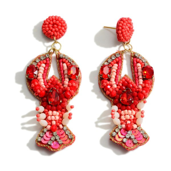 Lobster Seed Bead Earrings