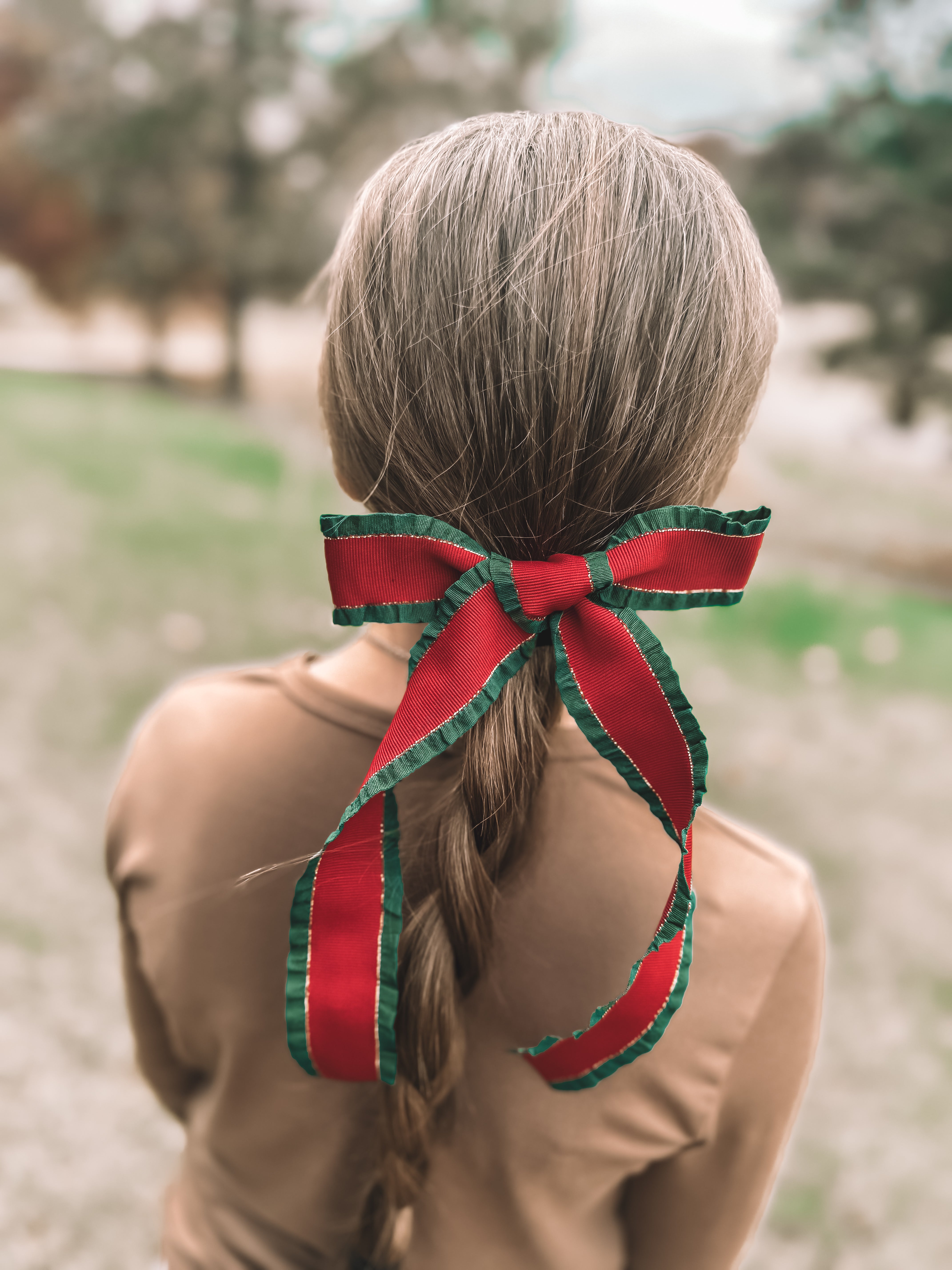 Christmas Ruffle Sailor Bow - RED Main image