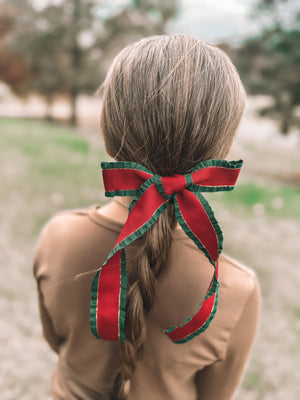 Christmas Ruffle Sailor Bow - RED