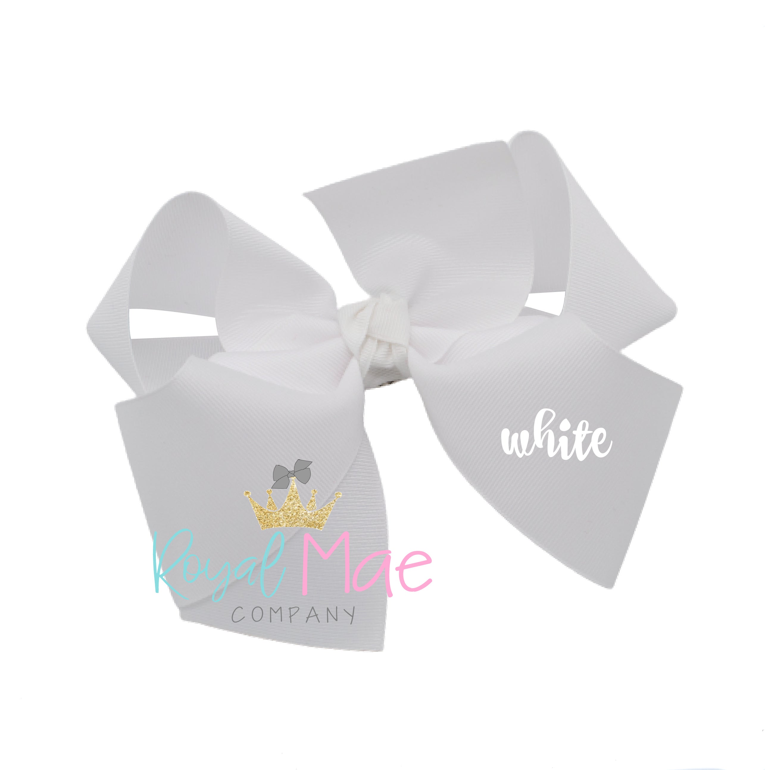 {White} Hair Bow - STIFF GROSGRAIN Main image