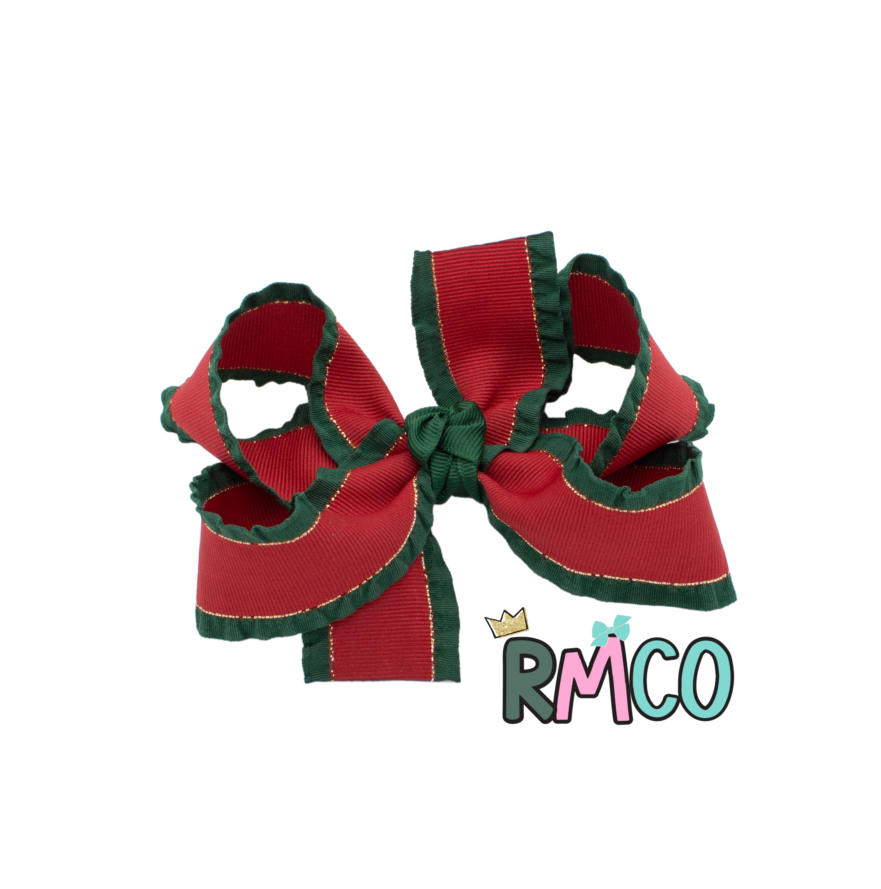 RED Ruffle Hair Bow - Classic Christmas Main image