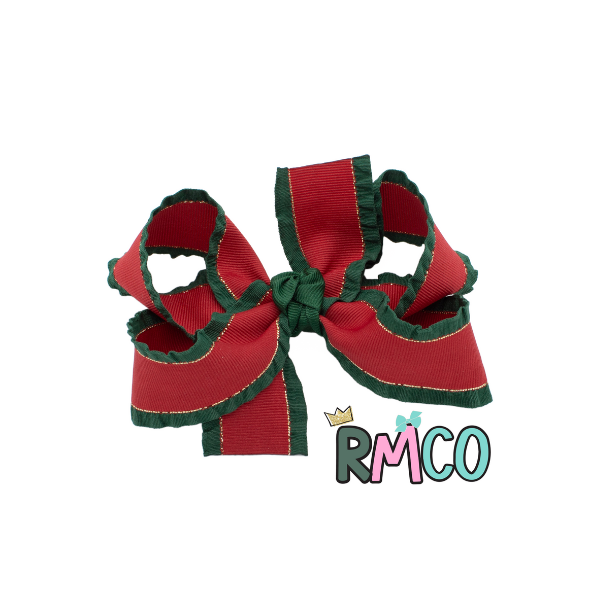 RED Ruffle Hair Bow - Classic Christmas