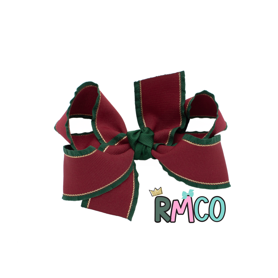 CURRANT Ruffle Hair Bow - Classic Christmas