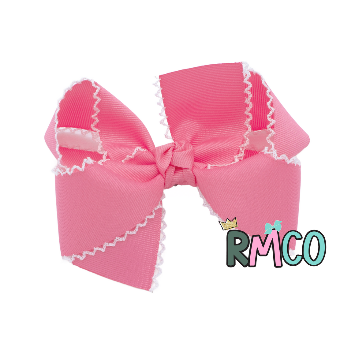 {Bubblegum Pink/White} Moonstitch Hair Bow