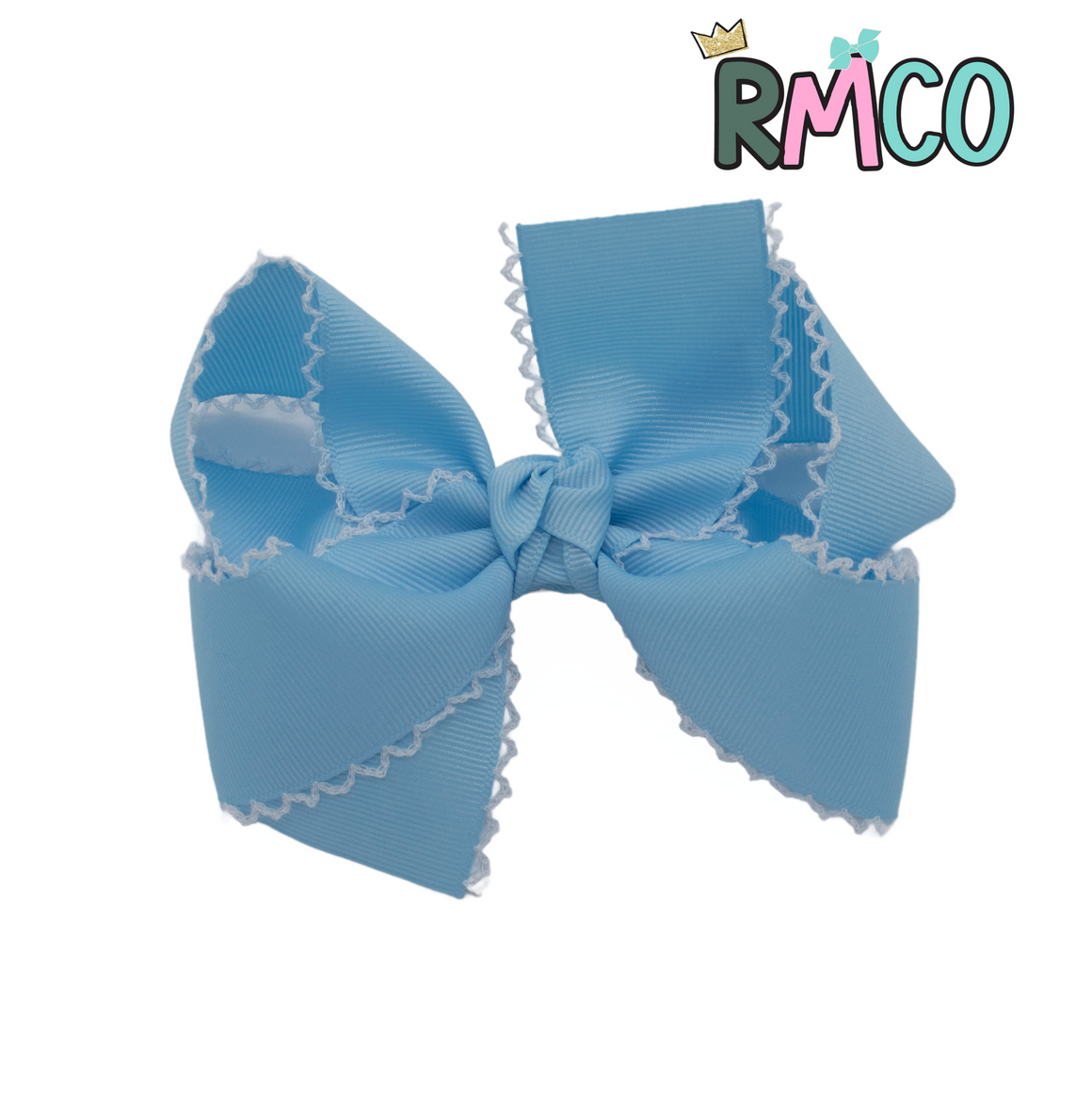 {Blue/White} Moonstitch Hair Bow