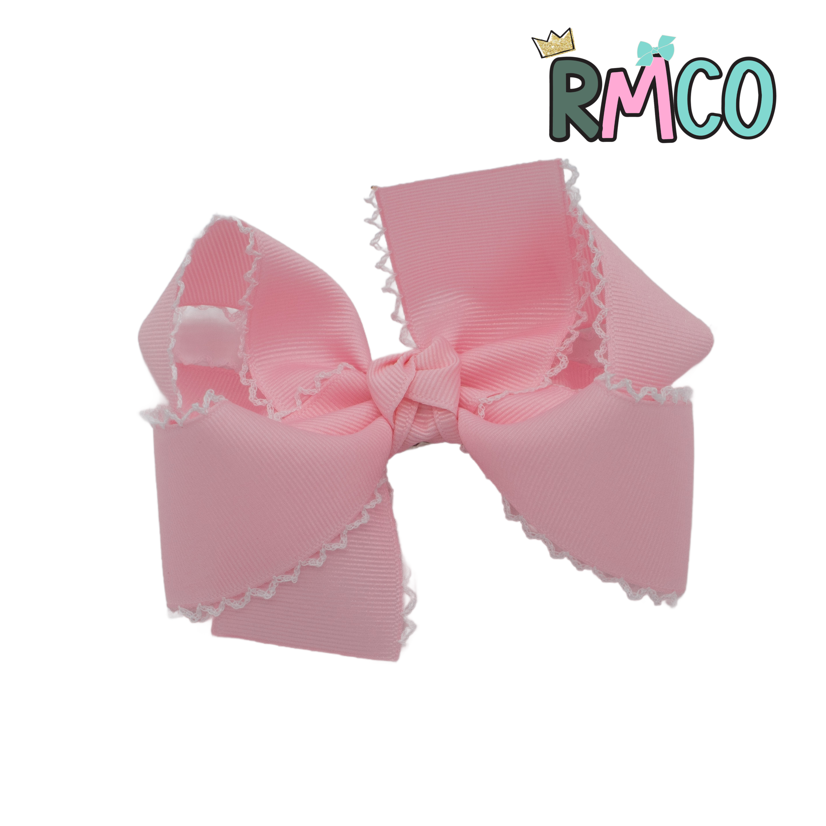 {Baby Pink/White} Moonstitch Hair Bow Main image