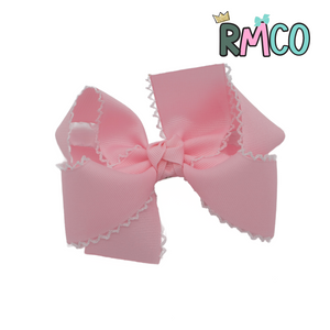 {Baby Pink/White} Moonstitch Hair Bow