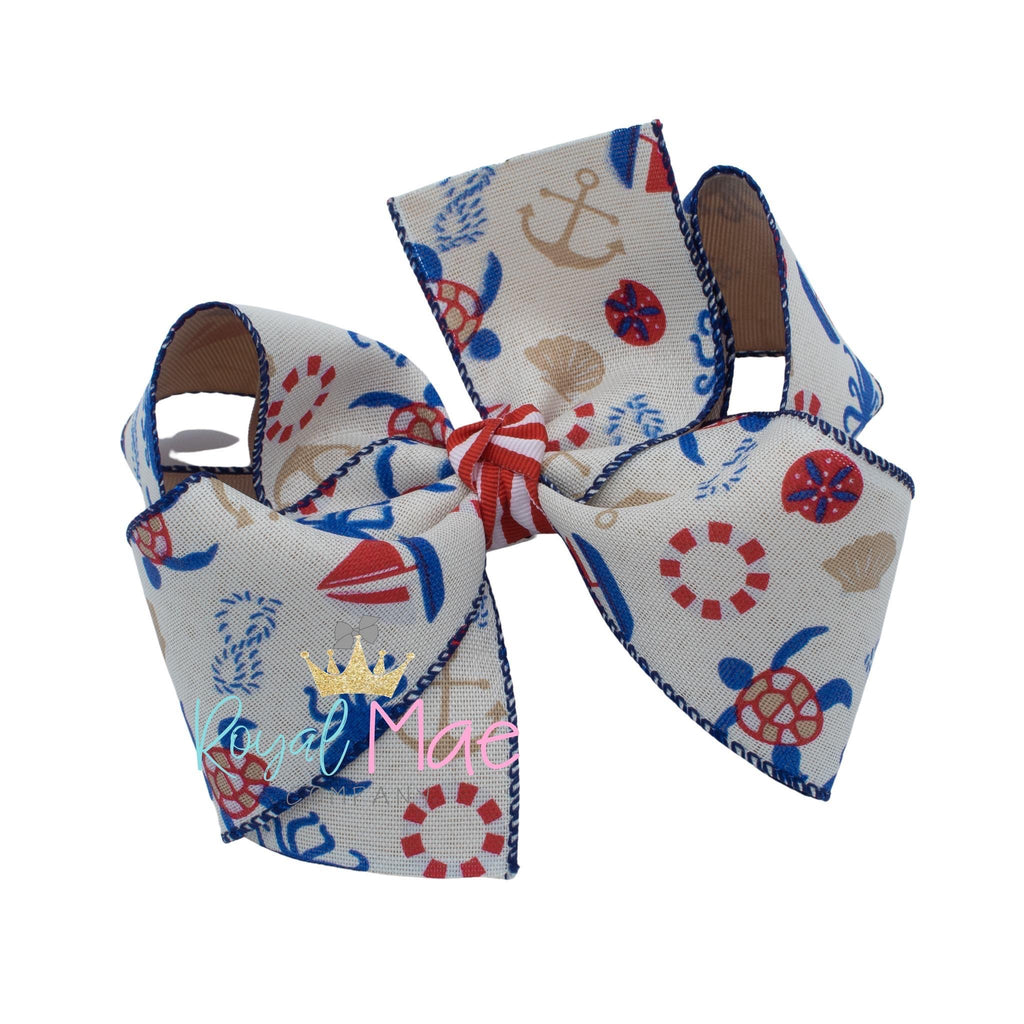 {Beach Bum} Nautical Hair Bow
