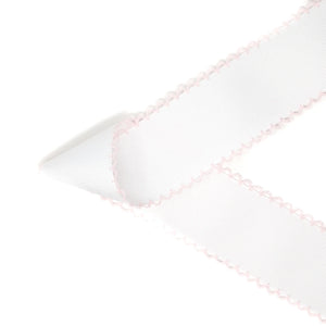 {White/Pink} Moonstitch Hair Bow